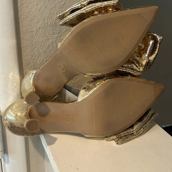 A New Day Womens Grace Gold Bow Heels 90972787 Size 6 - Picture 8 of 9